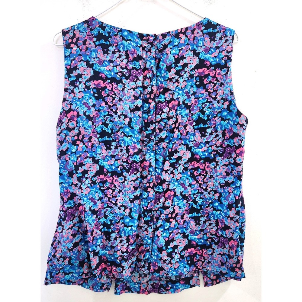 Boden Blue Purple Floral Silk Blend Sleeveless Button Back Blouse Top US 12 - Picture 2 of 6